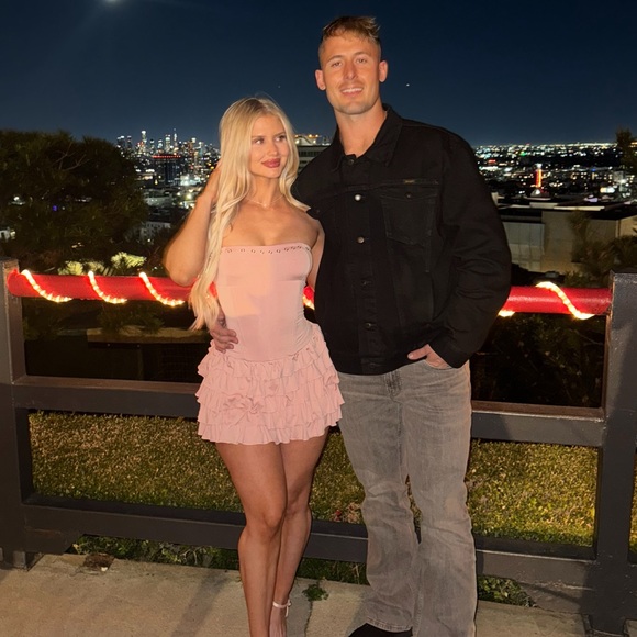 Elegant Pink Strapless Ruffle Dress - Picture 3 of 4